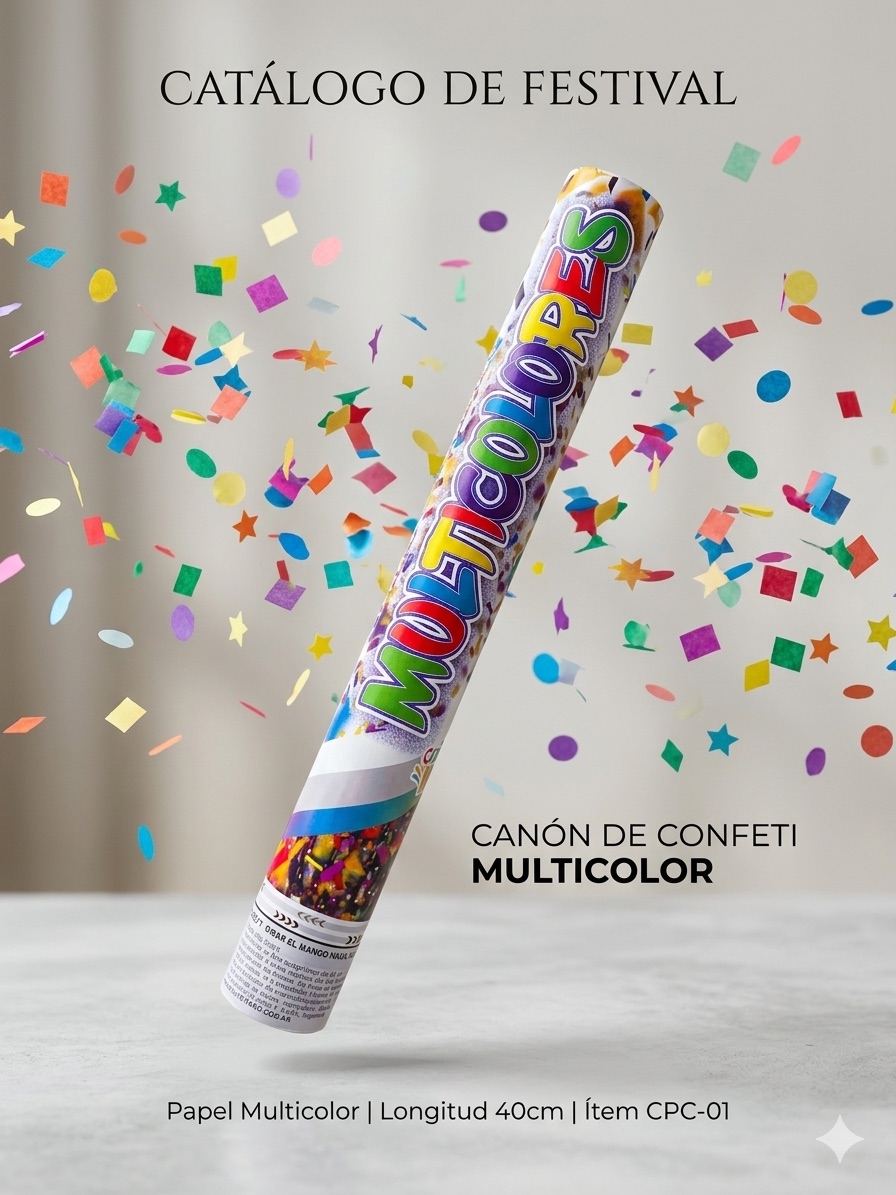 Cañón de confeti multicolor