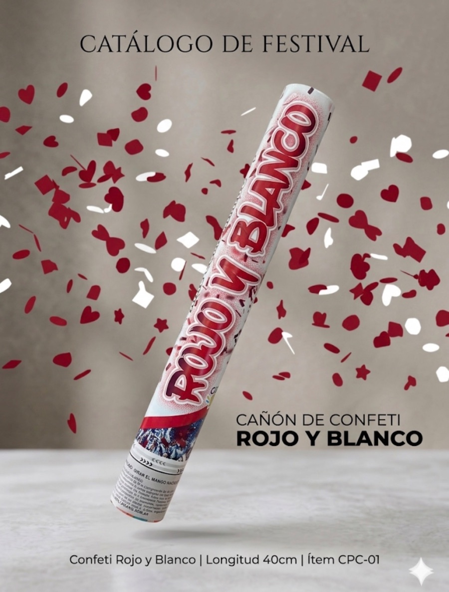 Cañón de confeti bojo y blanco