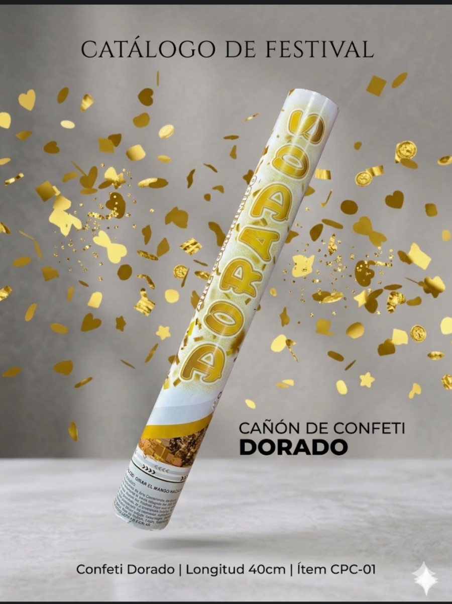 Cañón de confeti dorados