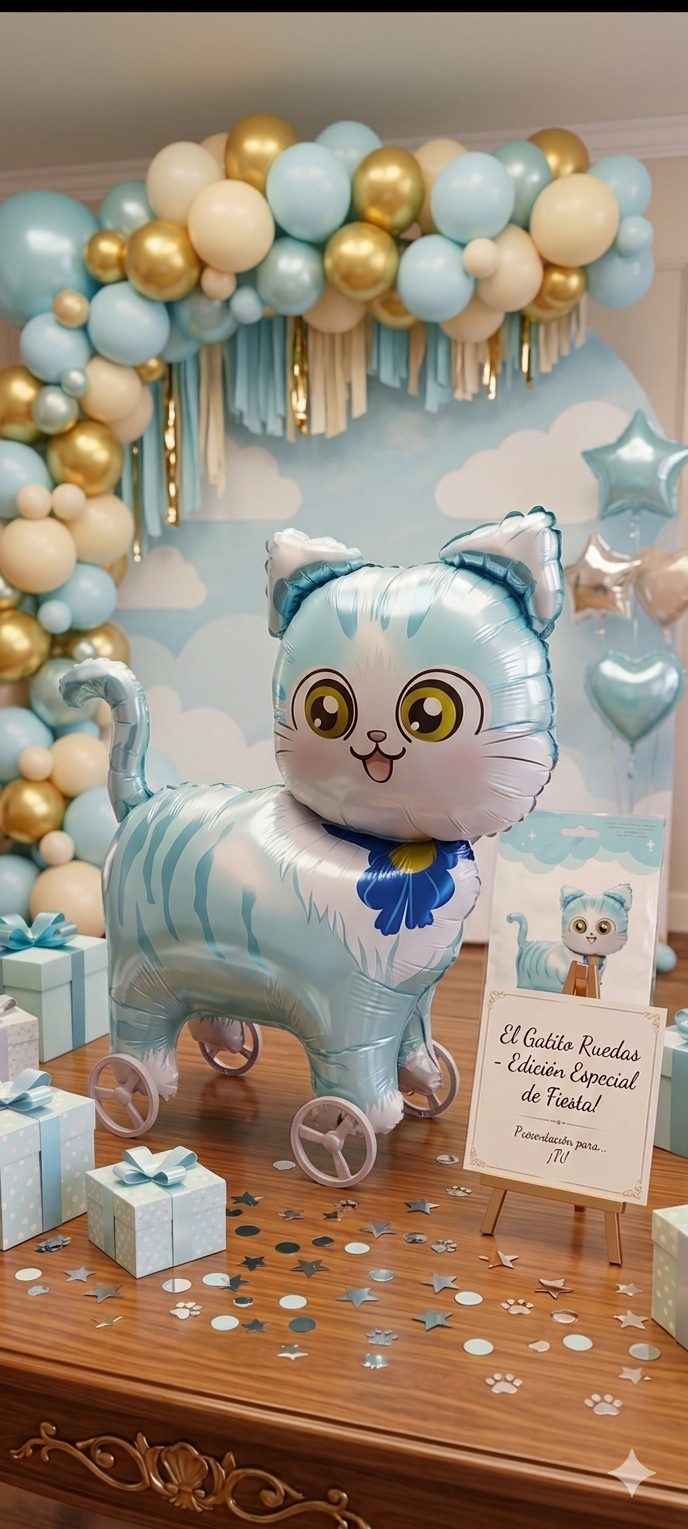 Globo de gatito Celeste